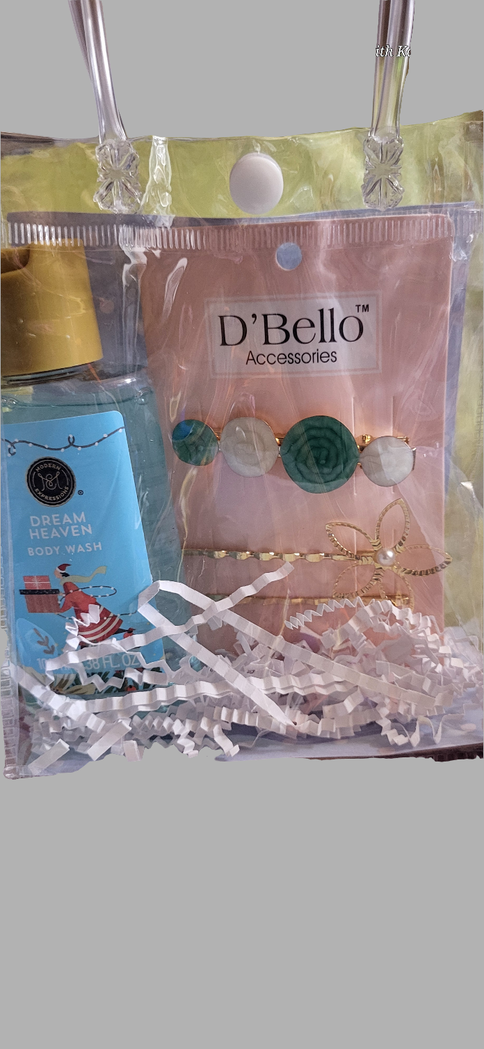 Grab and go hair clip body wash bag gifts